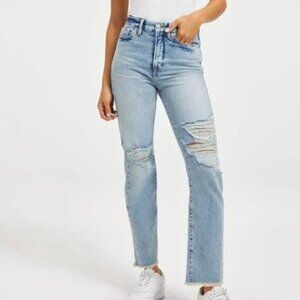 Good American Good Boy Distressed Straight Leg Jeans Size 4/27